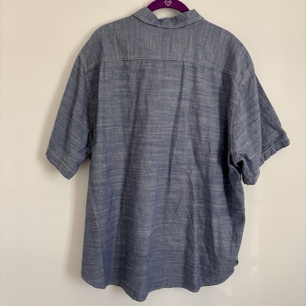 Woolrich Shirt Men's Sz XXL‎ Blue Cotton Chambray Short Sleeve Button Up - Picture 5 of 9